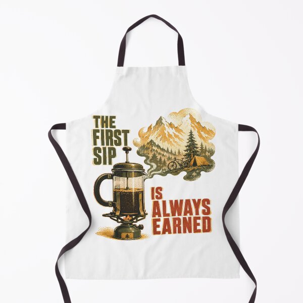 Item preview, First Sip Earned Camping Coffee Vintage Outdoor designed and sold by chattsuede.