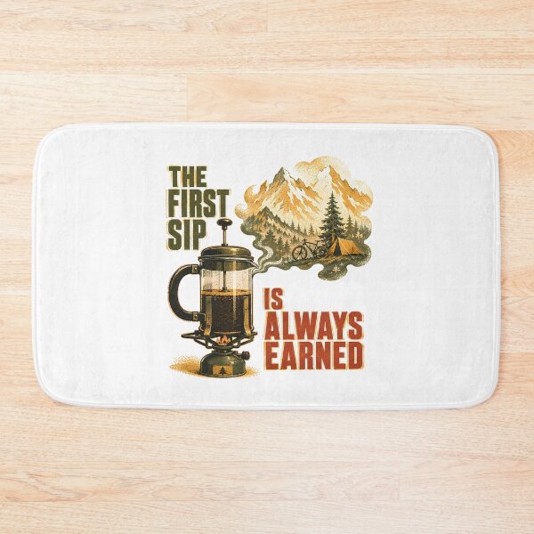 Item preview, First Sip Earned Camping Coffee Vintage Outdoor designed and sold by chattsuede.