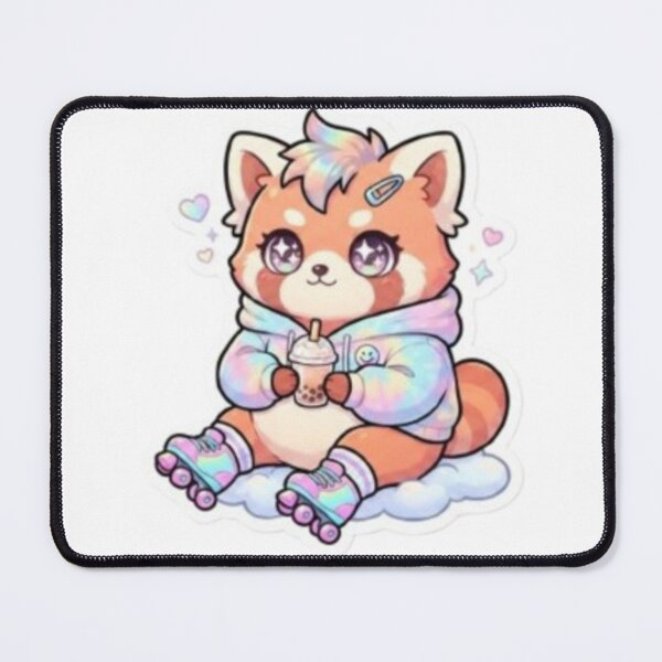 Item preview, Red Panda with Boba & Skates designed and sold by Snurly.