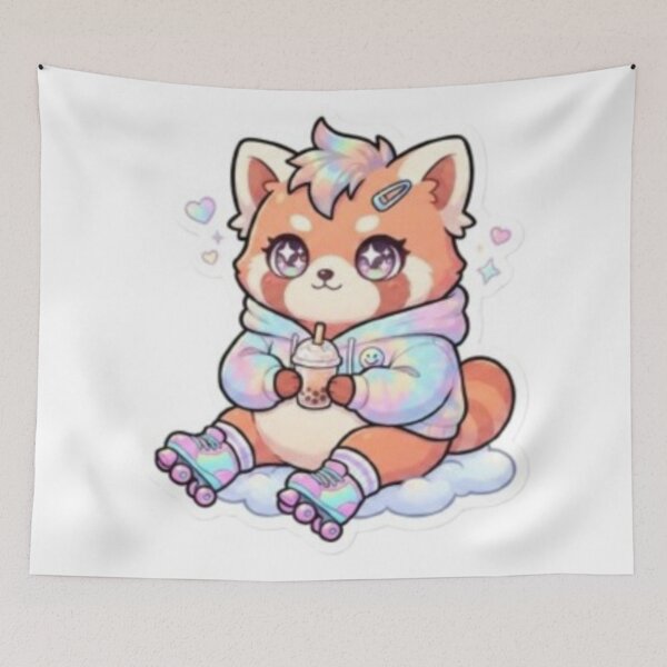 Item preview, Red Panda with Boba & Skates designed and sold by Snurly.