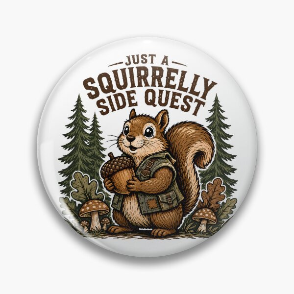 Item preview, Gamer Squirrel Side Quest RPG Adventure Badge designed and sold by chattsuede.