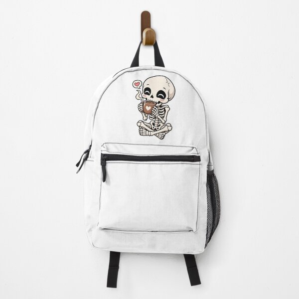 Item preview, Cute Skeleton Coffee Sticker – Cozy Kawaii Skull with Coffee Cup, Funny Spooky Coffee Lover Design designed and sold by SkeletonMood.