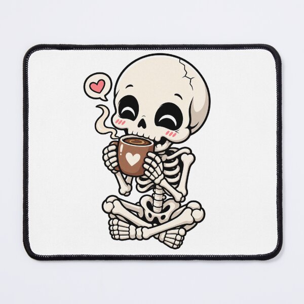 Item preview, Cute Skeleton Coffee Sticker – Cozy Kawaii Skull with Coffee Cup, Funny Spooky Coffee Lover Design designed and sold by SkeletonMood.
