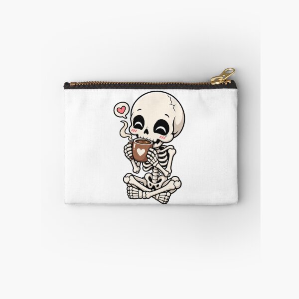 Item preview, Cute Skeleton Coffee Sticker – Cozy Kawaii Skull with Coffee Cup, Funny Spooky Coffee Lover Design designed and sold by SkeletonMood.