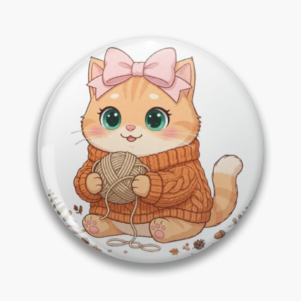 Item preview, Cute Fall Knitting Cat Cozy Sweater Yarn Ball Autumn designed and sold by Moody Vibes Studio.