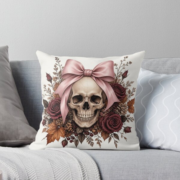 Item preview, Coquette Skull with Pink Bow and Dark Autumn Roses designed and sold by Daelven Tees.