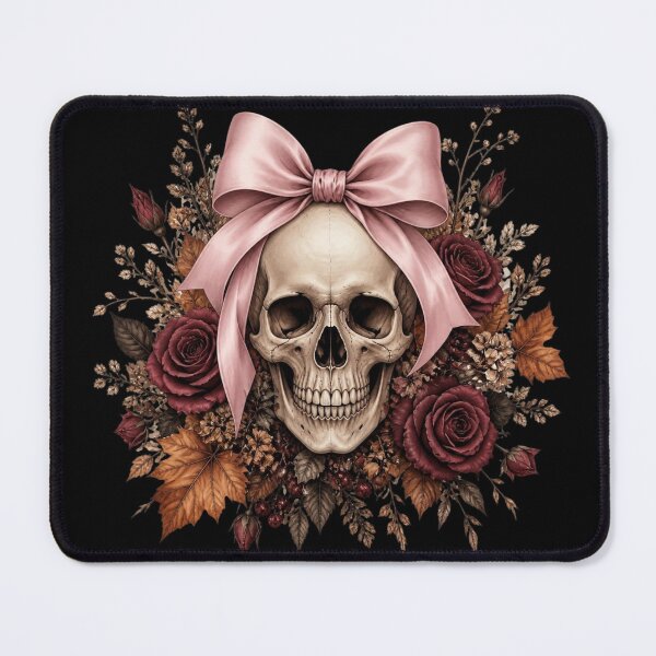 Item preview, Coquette Skull with Pink Bow and Dark Autumn Roses designed and sold by Daelven Tees.