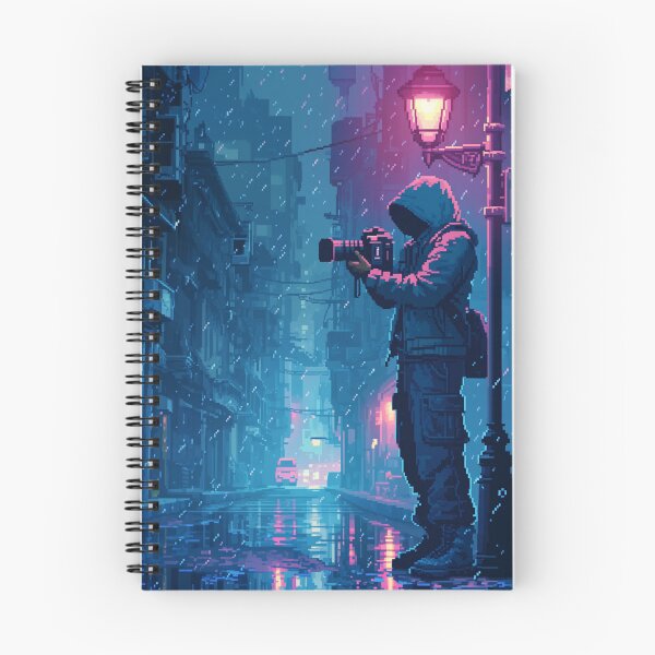 Item preview, Neon Rain Street Photographer Pixel Art designed and sold by NijiWorld.