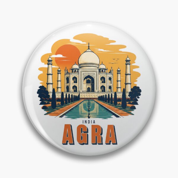 Item preview, Agra India Taj Mahal Retro Sunset Badge designed and sold by Inkworksbyshery.