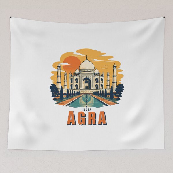 Item preview, Agra India Taj Mahal Retro Sunset Badge designed and sold by Inkworksbyshery.