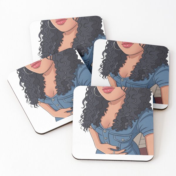 Item preview, Curly Hair Aesthetic Girl in Denim Jumpsuit Urban Art  designed and sold by LC&LCPlatform.