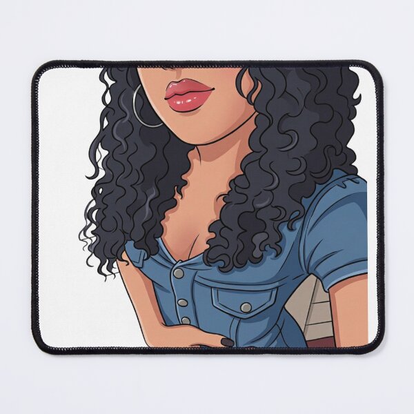 Item preview, Curly Hair Aesthetic Girl in Denim Jumpsuit Urban Art designed and sold by LC&LCPlatform.