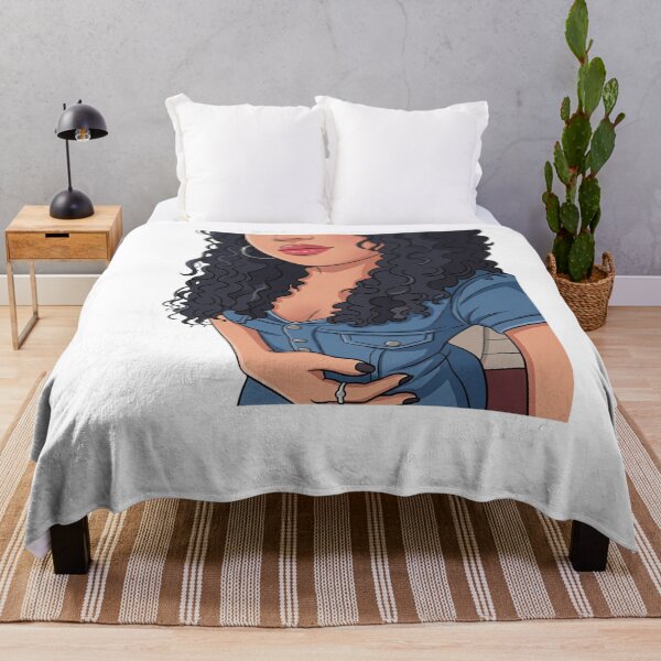 Item preview, Curly Hair Aesthetic Girl in Denim Jumpsuit Urban Art designed and sold by LC&LCPlatform.