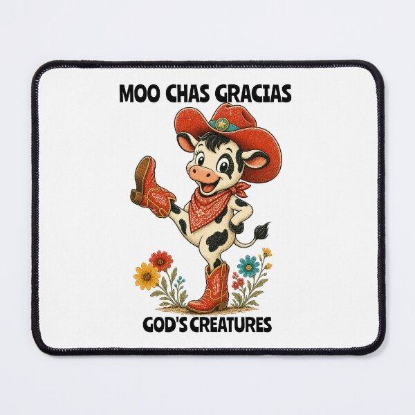 Item preview, Moo Chas Gracias God's Creatures Cowboy Western Animal designed and sold by Rosie's Wildflower Boutique.