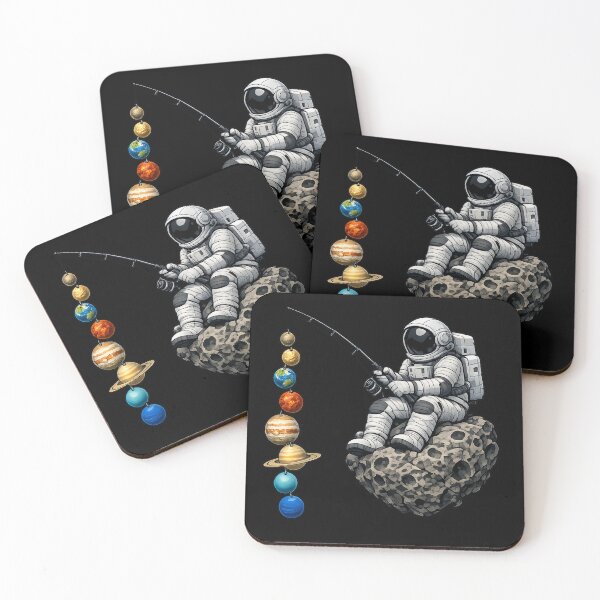 Item preview, Astronaut Fishing the Solar System Premium Space Illustration designed and sold by builtforyou.