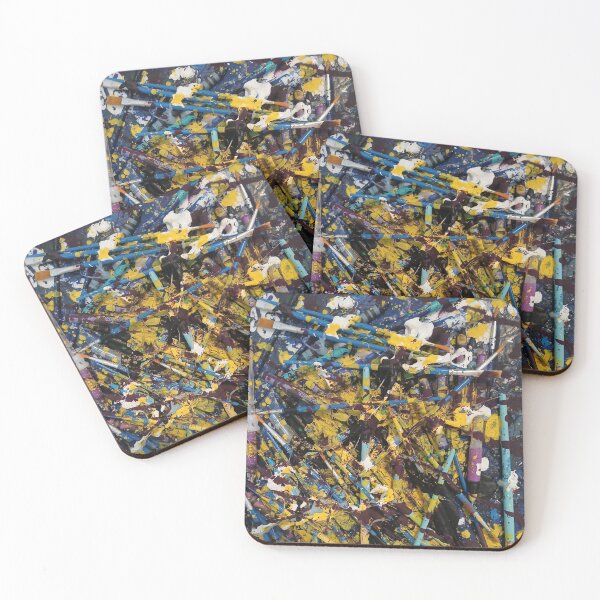 Item preview, Blue and Yellow Paintbrush Chaos Mixed Media Art designed and sold by THE SPLATTERED HAUS BY SAGE BANKS.
