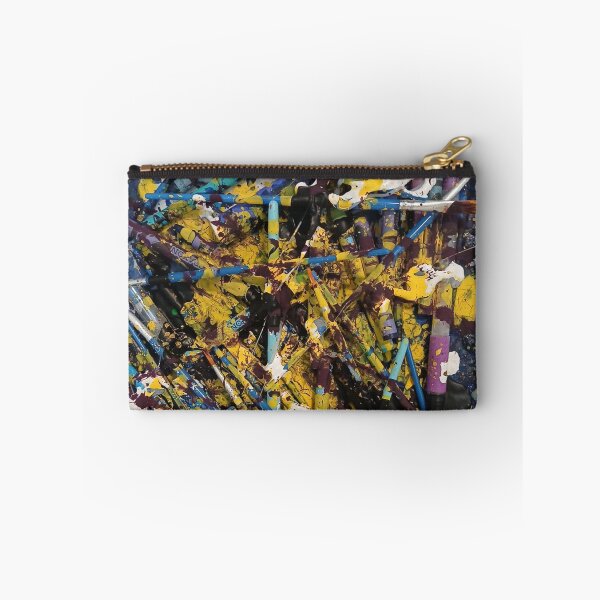 Item preview, Blue and Yellow Paintbrush Chaos Mixed Media Art designed and sold by THE SPLATTERED HAUS BY SAGE BANKS.