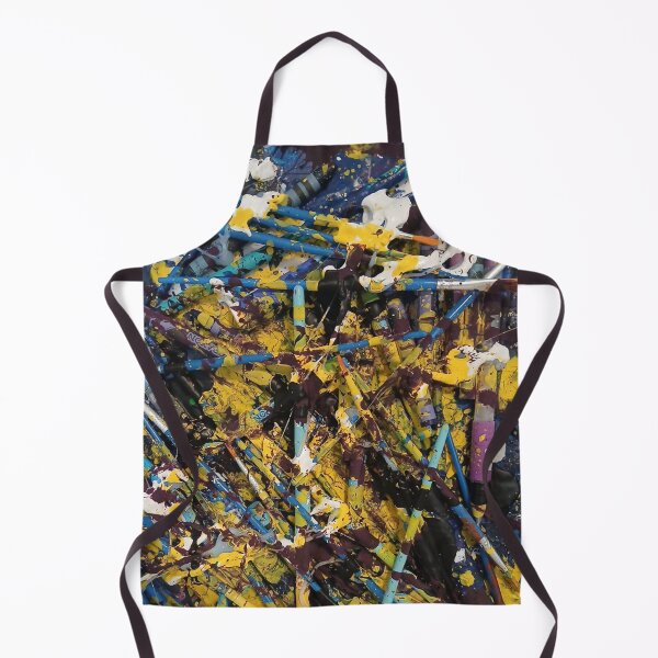 Item preview, Blue and Yellow Paintbrush Chaos Mixed Media Art designed and sold by THE SPLATTERED HAUS BY SAGE BANKS.