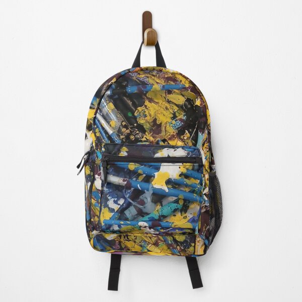 Item preview, Blue and Yellow Paintbrush Chaos Mixed Media Art designed and sold by THE SPLATTERED HAUS BY SAGE BANKS.