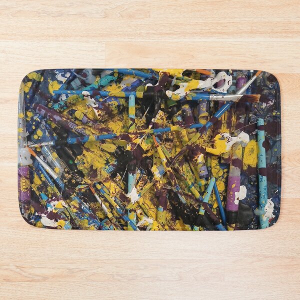 Item preview, Blue and Yellow Paintbrush Chaos Mixed Media Art designed and sold by THE SPLATTERED HAUS BY SAGE BANKS.