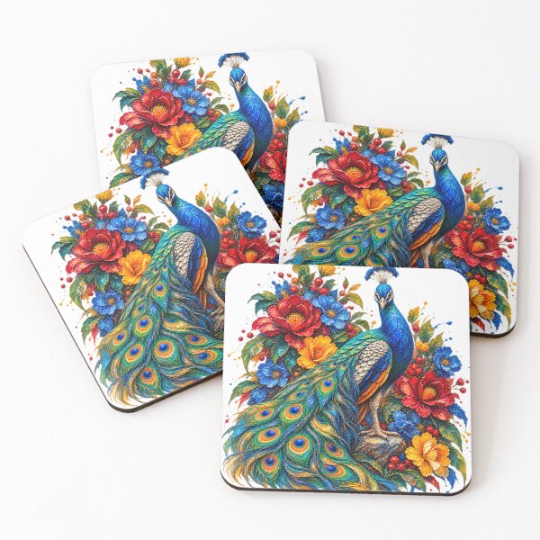 Item preview, Majestic Blue Peacock | Vibrant Impasto Floral Art designed and sold by Zosera.