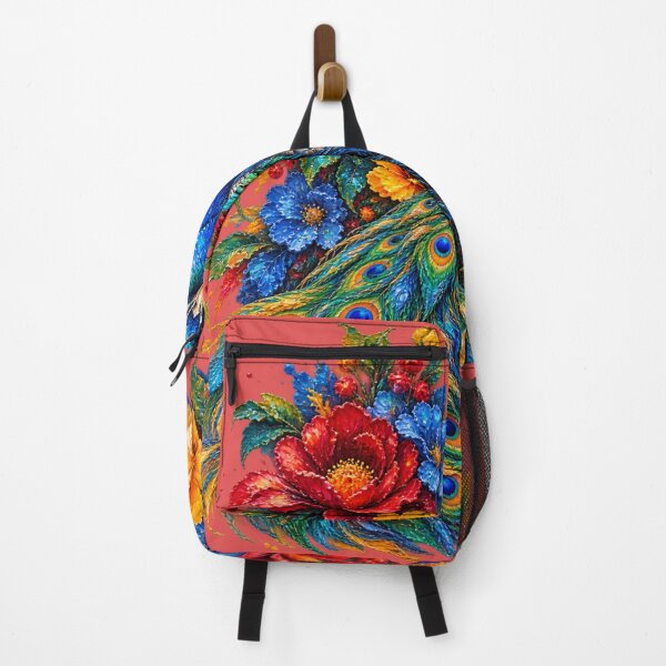 Item preview, Majestic Blue Peacock | Vibrant Impasto Floral Art designed and sold by Zosera.