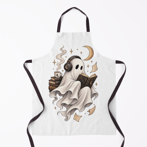 Item preview, Cozy Ghost Reading with Headphones and Coffee | Gothic Book Lover Ghost designed and sold by BlackBoneArt.