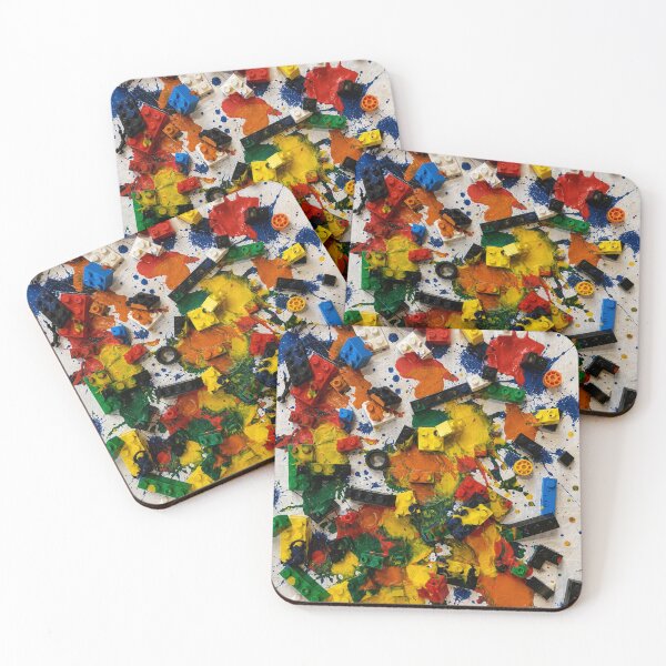 Item preview, Toy Brick Chaos Abstract Mixed Media Art designed and sold by THE SPLATTERED HAUS BY SAGE BANKS.
