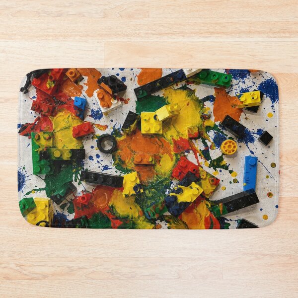 Item preview, Toy Brick Chaos Abstract Mixed Media Art designed and sold by THE SPLATTERED HAUS BY SAGE BANKS.