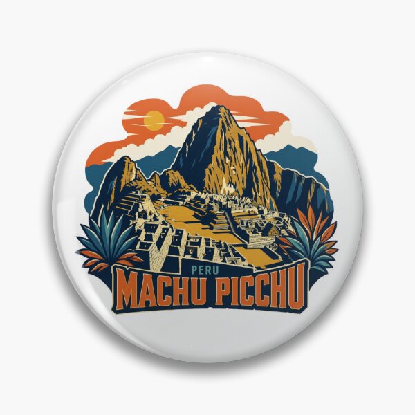 Item preview, Machu Picchu Peru Retro Mountain Badge designed and sold by Inkworksbyshery.