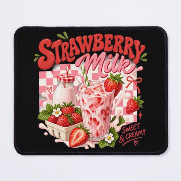 Item preview, Strawberry Milk | Sweet & Creamy Pink Strawberry Drink Illustration designed and sold by UUniqueIImprint.