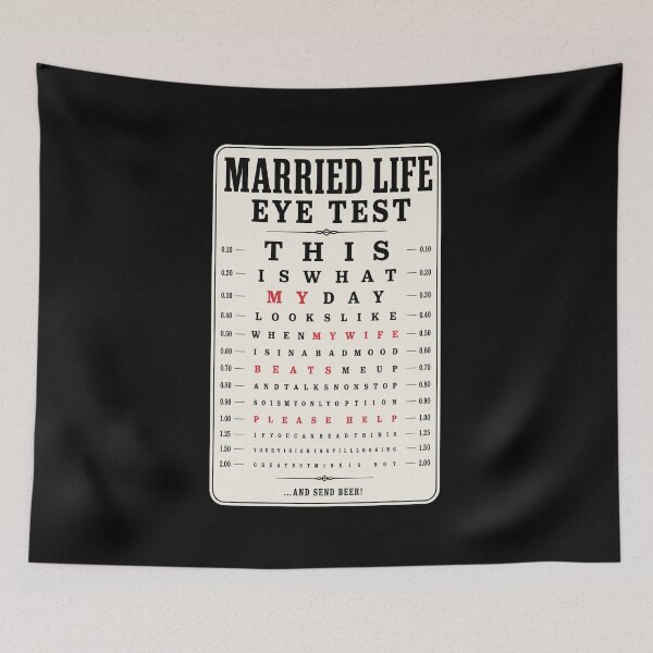 Item preview, Married Life Eye Test On Back T-Shirt | Funny Marriage Husband Wife Humor Graphic Gift designed and sold by Trendably.