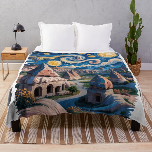 Item preview, Starry Night Cappadocia Fairy Chimneys T-Shirt | Van Gogh Inspired Turkey Hot Air Balloon Art v1 designed and sold by DBWStudios.