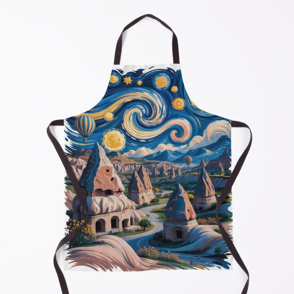 Item preview, Starry Night Cappadocia Fairy Chimneys T-Shirt | Van Gogh Inspired Turkey Hot Air Balloon Art v1 designed and sold by DBWStudios.