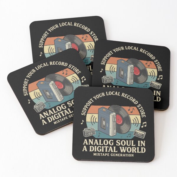 Item preview, Analog Soul In A Digital World - Retro Cassette & Vinyl Record Music Quote designed and sold by MiaStyleStudio.