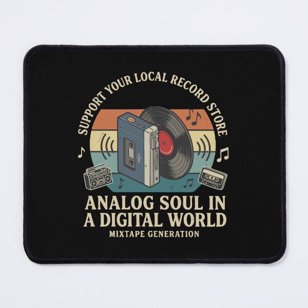Item preview, Analog Soul In A Digital World - Retro Cassette & Vinyl Record Music Quote designed and sold by MiaStyleStudio.