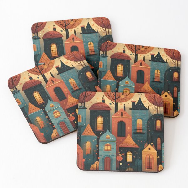 Item preview, Windows of Autumn – Cozy Storybook Village designed and sold by NeoNebulaArt.