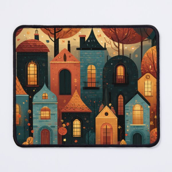 Item preview, Windows of Autumn – Cozy Storybook Village designed and sold by NeoNebulaArt.