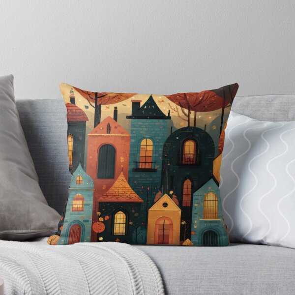 Item preview, Windows of Autumn – Cozy Storybook Village designed and sold by NeoNebulaArt.