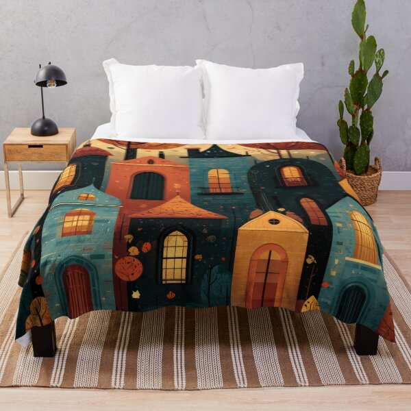 Item preview, Windows of Autumn – Cozy Storybook Village designed and sold by NeoNebulaArt.