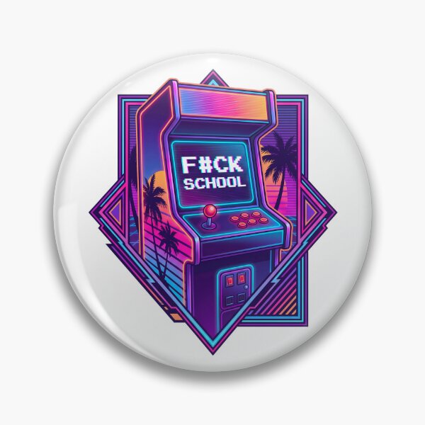 Item preview, Retro Arcade Cabinet - F#CK SCHOOL Synthwave designed and sold by questark.