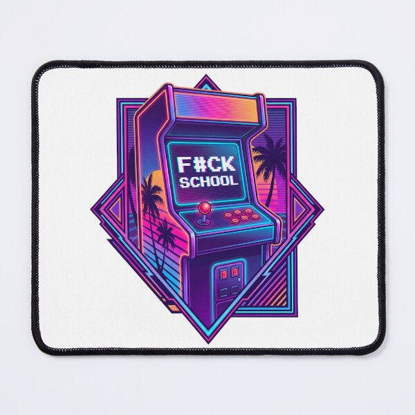 Item preview, Retro Arcade Cabinet - F#CK SCHOOL Synthwave designed and sold by questark.