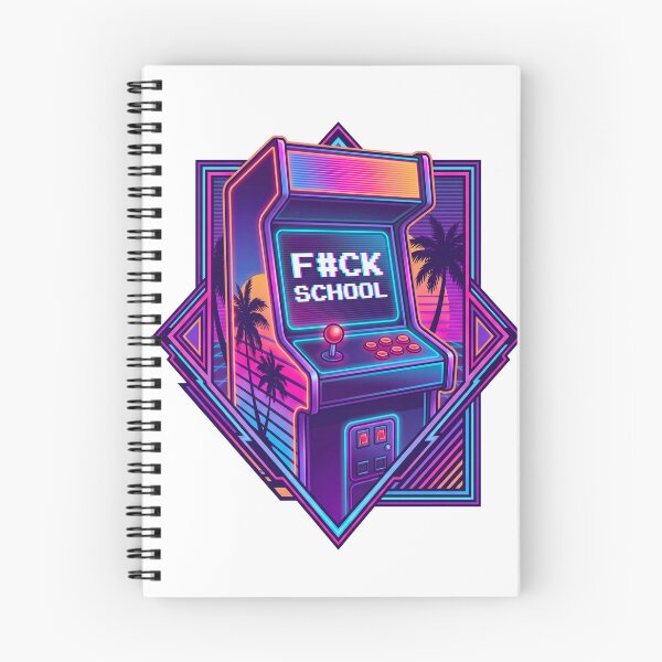 Item preview, Retro Arcade Cabinet - F#CK SCHOOL Synthwave designed and sold by questark.