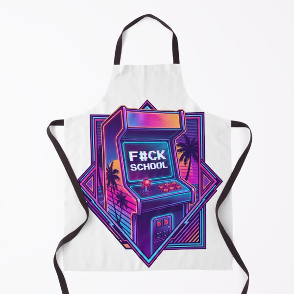 Item preview, Retro Arcade Cabinet - F#CK SCHOOL Synthwave designed and sold by questark.