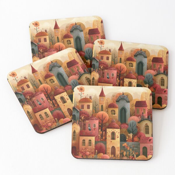 Item preview, Autumn Towers – Whimsical Fall Village designed and sold by NeoNebulaArt.