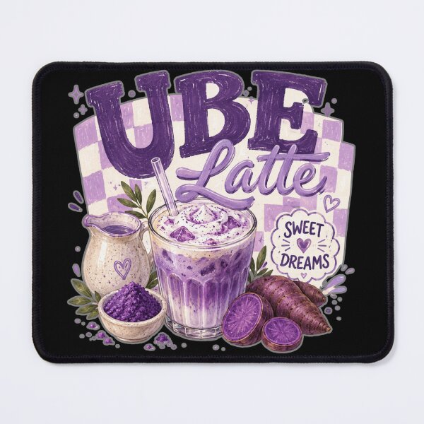 Item preview, Ube Latte | Purple Yam Milk Tea Café Illustration designed and sold by UUniqueIImprint.