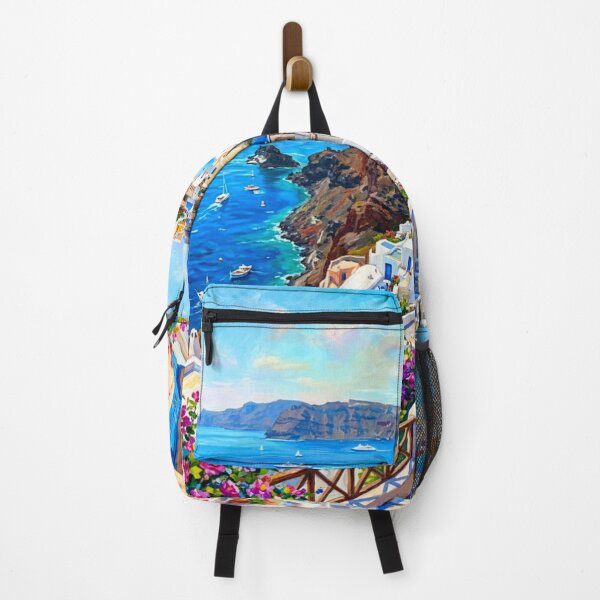 Item preview, Santorini Greece Mediterranean Coastal Village Painting designed and sold by adlkh.