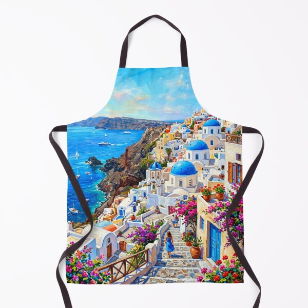 Item preview, Santorini Greece Mediterranean Coastal Village Painting designed and sold by adlkh.
