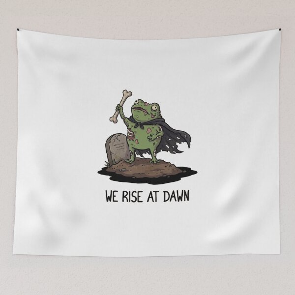 Item preview, We Rise at Dawn – Funny Zombie Frog Warrior designed and sold by Gbriel3.