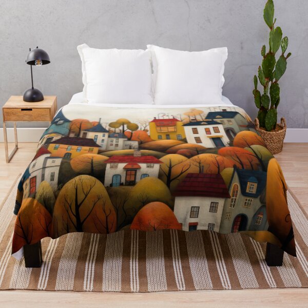 Item preview, The Village in the Autumn Woods designed and sold by NeoNebulaArt.